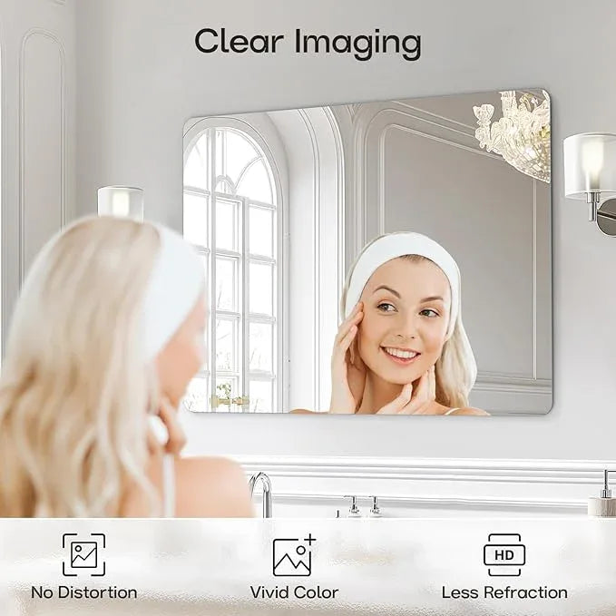 USHOWER 40x30 Inch Large Frameless Bathroom Mirror, Rectangle Wall Vanity Mirror for Bathroom, Bedroom, Entryway, Dining Room, Polished Edge, Tempered Glass - ModernBath