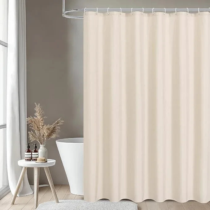 THAIGEE 2-in-1 Waterproof Extra Long Fabric Shower Curtain or Liner,Linen Textured,96 Inch Breathable TPU & Washable Bathroom Shower Curtain Set with 12 Plastic Hooks,Modern,72"x96" Cream - ModernBath