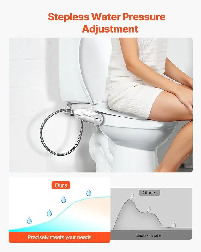 VEVOR Bidet Attachment for Toilet, Self-Cleaning Bidet Toilet Seat Attachment - Dual Retractable Nozzles, Adjustable Water Pressure, Easily Installed Cold Water Sprayer for Rear Feminine Wash, White - ModernBath