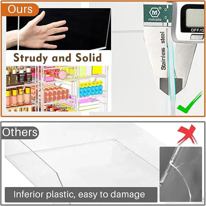Acrylic Desk Organizers And Accessories With 13 Drawers, Office Desktop Drawers, Plastic Makeup Organizer Containers Bins With Drawers Desk Organization, Bathroom Organizers Storage Case Box Cube - ModernBath