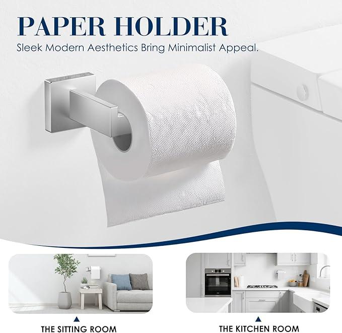 10-Pieces Bathroom Accessories, SUS304 Brushed Bathroom Accessory Set, Nickel Towel Racks for Bathrooml, Stainless Steel, Wall Mounted Towel Rack&Toilet Paper Holder&Towel Ring and Towel Hook - ModernBath
