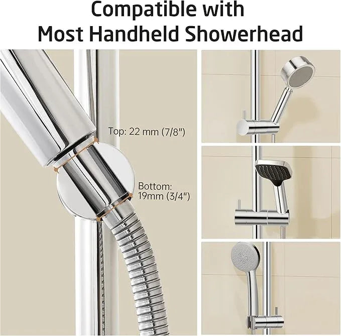 KES No Drill 30-Inch Shower Slide Bar with Adjustable Handheld Shower Head Holder, Self Adhesive, Universal Fit, SUS304 Polished Stainless Steel Drill-Free for Bathroom, F209S78DF-PS - ModernBath