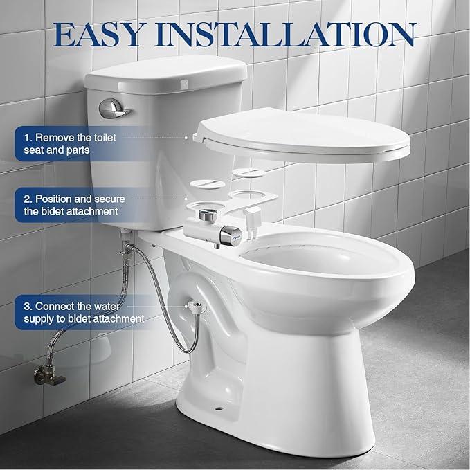 ANNWA Non-Electric Bidet Attachment for Toilet Seat, Daul Clean Nozzles 3 Modes Adjustable Water Pressure Ultra-Slim Bidet Toilet Seat Attachment with Pressure Controls Feminine/Posterior Wash(TT17N) - ModernBath