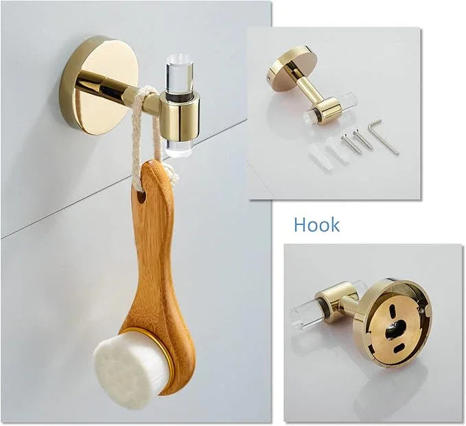 Bathroom Hardware Set Acrylic Gold - Bathroom Accessories Set Towel Bar Towel Rack Set - Wall Mounted Bath Towel Holder Toilet Paper Holder Set 4 Pieces SHUNLI - ModernBath
