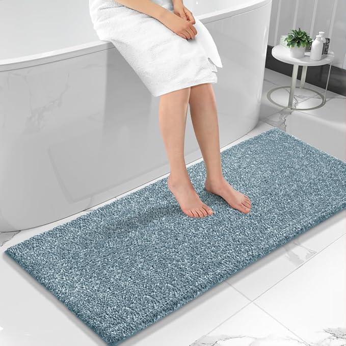 Yimobra Bathroom Runner Rug Non Slip Washable, Soft Absorbent Microfiber Long Bath Mat, Dual-Tone Decor Rug with Rubber Backing for Floor,Tub and Hallway,70x24,Home Essentials,Denim Blue - ModernBath