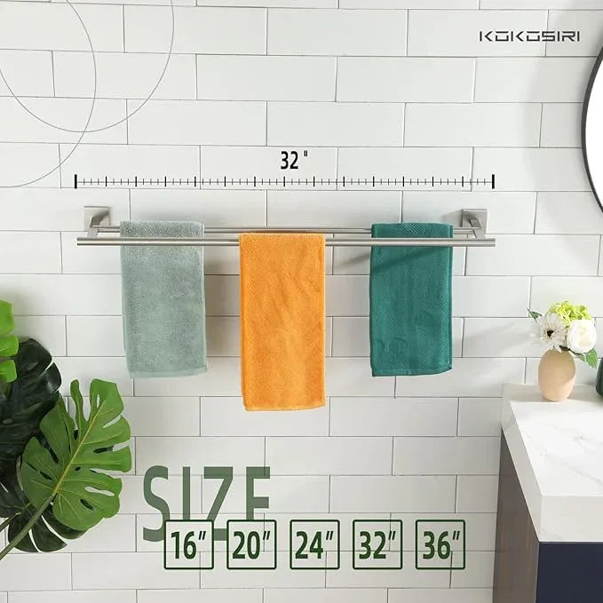 KOKOSIRI Towel Holder Bathroom Accessory Towel Bars with Two Rails Necklace Holder 32 Inch Brushed Nickel Stainless Steel B5005BR-L32 - ModernBath