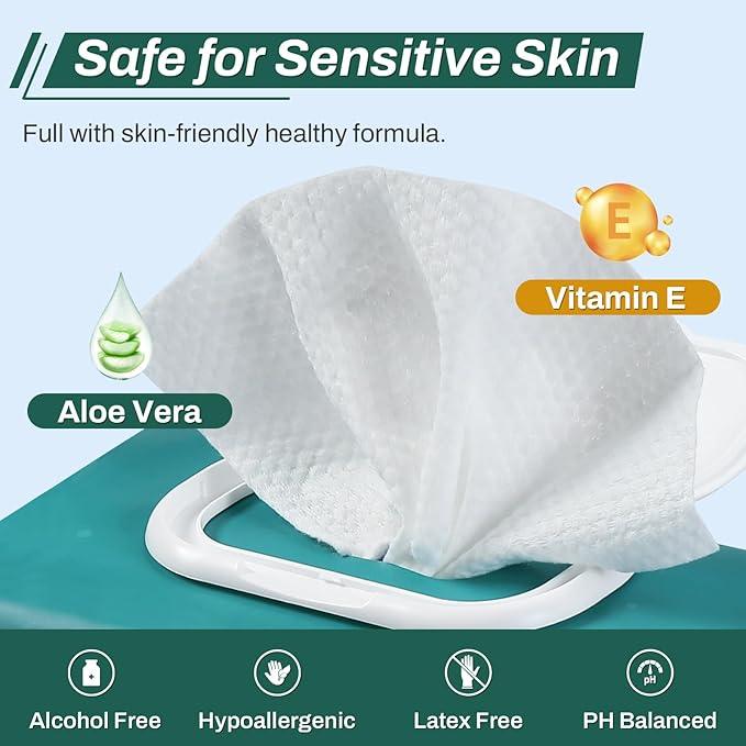 [360 Count] Adult Wipes for Elderly, 8" x 12" Extra Large Adult Wipes for Incontinence & Cleansing - Disposable Washcloth for Elderly Bathing No-Rinse - Vitamin E & Aloe - ModernBath