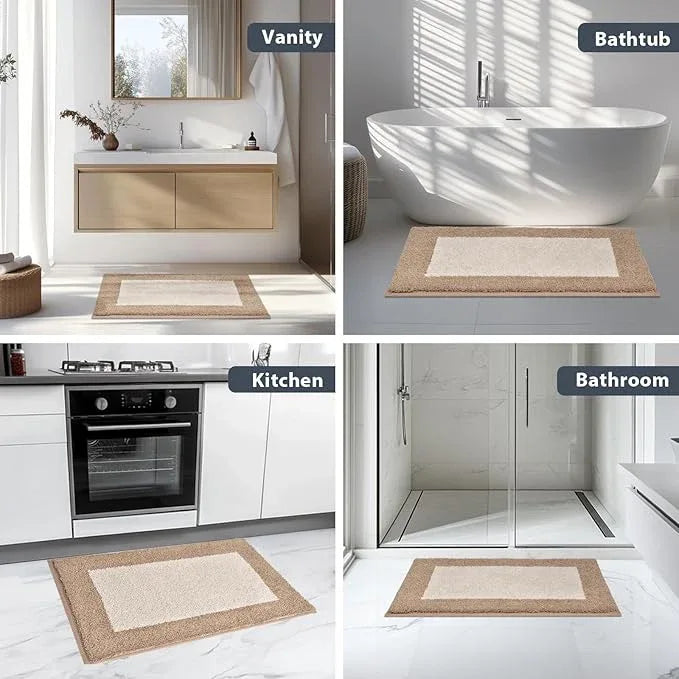 anllugs Bathroom Rugs 30" x 46", Non-Slip Extra Soft Absorbent Bath Rugs, Machine Washable Quick Dry Bath Mats for Bathroom Floor, Shower, Bathtub and Sink, Beige & Grayish Brown - ModernBath