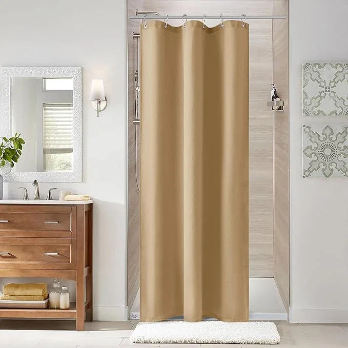 Naturoom Gold Yellow 36 Inch Shower Curtain - Stall Narrow Half Linen Ultra Thick Fabric Shower Curtain Set with Hooks, Boho Farmhouse Rustic RV Camper Bath Curtains for Bathroom, 36x72 - ModernBath