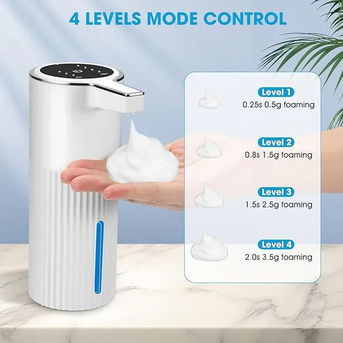 2 Pack Touchless Automatic Soap Dispenser, Smart Sensor Foam Hand Wash Dispenser, USB Rechargeable & Adjustable Customizable for Bathroom Countertop Kitchen Sink, 13.5 oz White Stripes - ModernBath