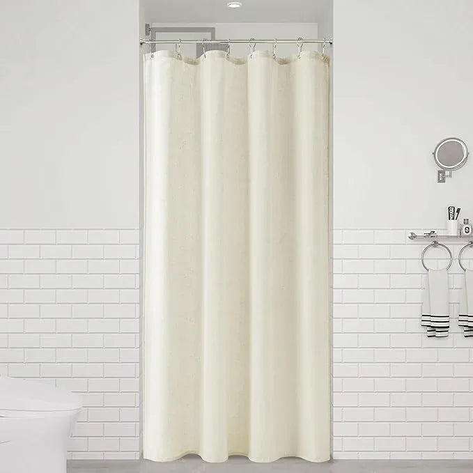 Naturoom Ivory Linen Shower Curtain, Cloth Textured Fabric Shower Curtain Set with Hooks, Simple Elegant Modern Farmhouse Country Ultra Thick Shower Curtain for Bathroom,Water Repellent,42x72 - ModernBath