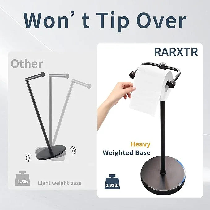 Toilet Paper Holder Stand, Post Pivoting Design Free Standing Toilet Paper Holder, SUS304 Stainless Steel Toilet Paper Roll Holder, Heavy Stable Base (Oil Rubbed Bronze) - ModernBath