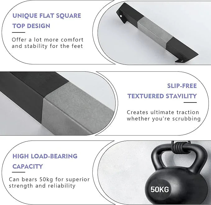 LIWEIKE Shower Foot Rest for Shaving Legs Non-Slip Scrub Corner Shower Footrest Bar Sturdy Stainless Steel Bathroom Stool for Shower to Shaving Legs Square, Matte Black - ModernBath