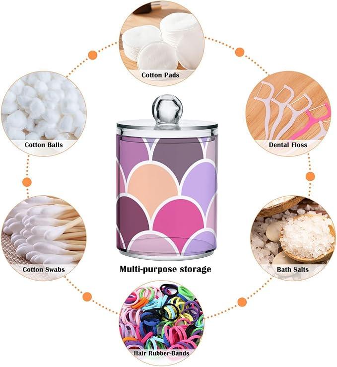 Tatenale Qtip Holder Bathroom Set Q tip Cotton Ball Swab Pad Dispenser Container Organizer Plastic Jars with Lids Storage 2Pack Abstract Geometric Shape - ModernBath
