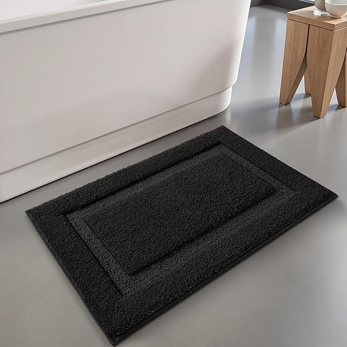 LUMI Ultra Soft Bathroom Rugs Non Slip with Rubber Backing, Absorbent Washable Bath Mat Quick Dry, Upgraded Premium Microfiber Plush Carpet for Bathtub and Shower Floor, Black, 24x36 - ModernBath