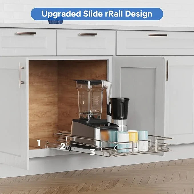 ROOMTEC Pull Out Cabinet Organizer, Cabinet Pull Out Shelves 17" W x 21" D, Heavy Duty Cabinet Drawers Slide Out Kitchen Cabinet Organizers Storage Shelf - ModernBath