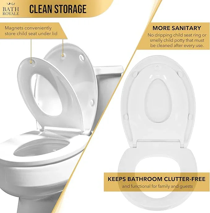 BATH ROYALE Potty Training Seat - Soft Close, Kingsport BR720-00, Round White, Adult & Child Combo - ModernBath