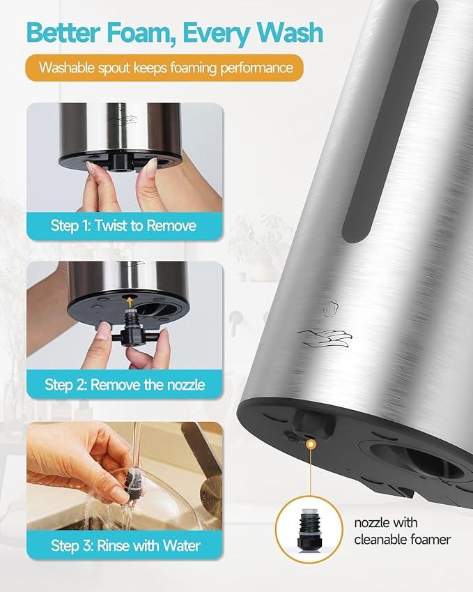 AIKE Wall Mount Automatic Foam Soap Dispenser 25 OZ Commercial Large Capacity Stainless Steel Model AK1205FA(Brushed) - ModernBath
