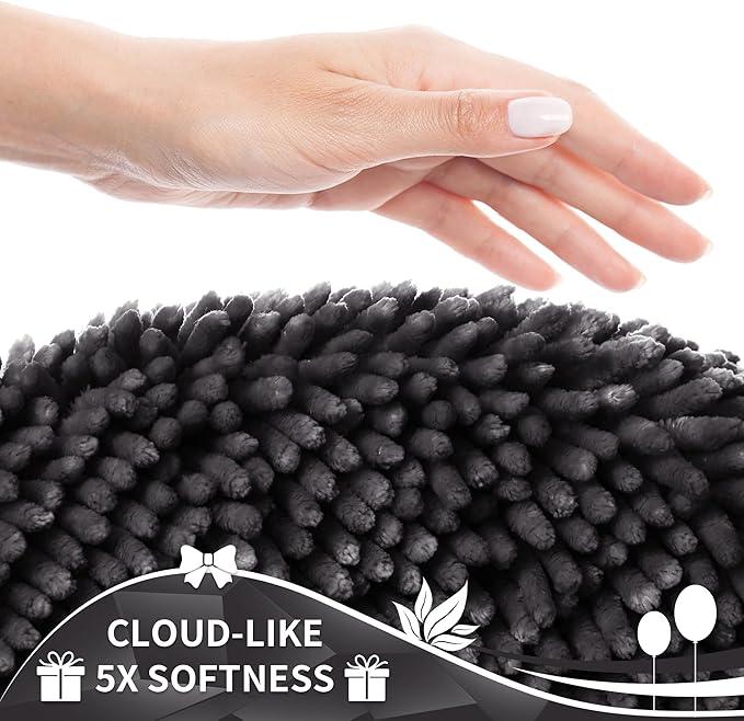 Yimobra Toilet Rugs U Shaped Washable, Soft Comfortable Toilet Mat for Bathroom Floor, Non-Slip Contour Bathroom Rugs for Toilet, Fluffy, Thick, Dry Quickly Absorbent Water, 24 x 20, Dark Grey - ModernBath