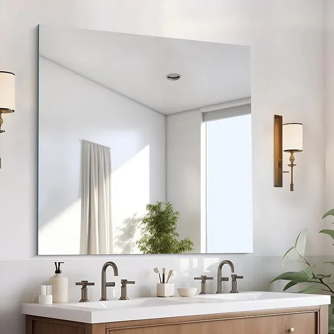 CILIBER Frameless Mirror, 39x39 inch Square Bathroom Mirrors for Wall, Upgraded Shatterproof Vanity Mirror Over Sink with Polished Edge for Bathroom,Bedroom,Living Room and Entryway - ModernBath