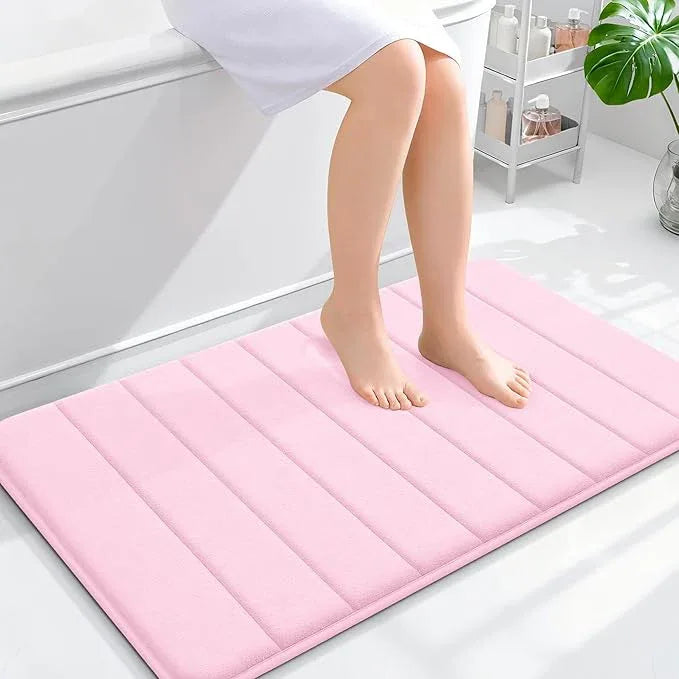 OLANLY Memory Foam Bath Mat 36x24, Super Soft Absorbent Bathroom Rugs, Quick Dry, Machine Washable Shower Floor Rugs, Bathmat Carpet, Bathroom Home Decor Accessories, Pink - ModernBath