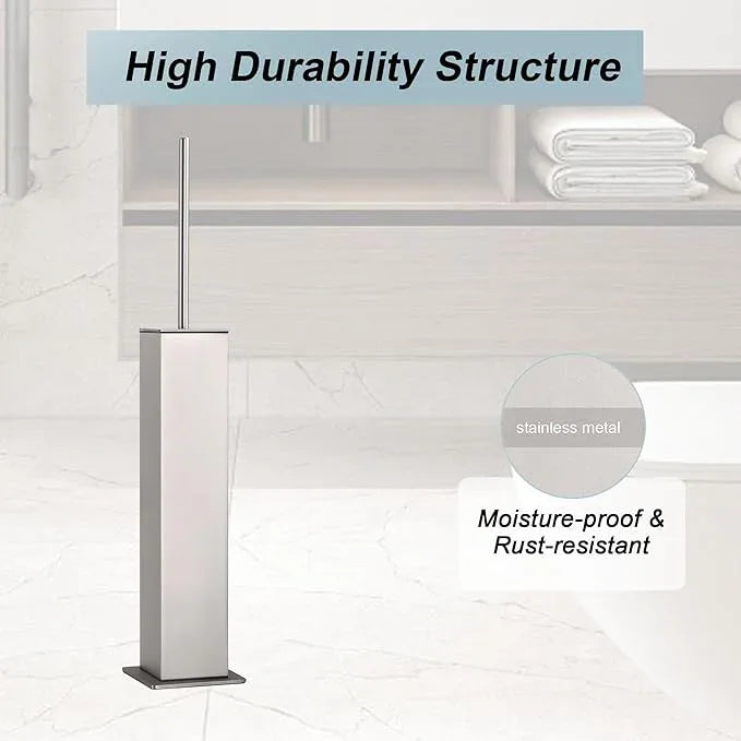 Brushed Nickel Toilet Brush and Holder,Toilet Bowl Brush with Extra Long Handle - ModernBath