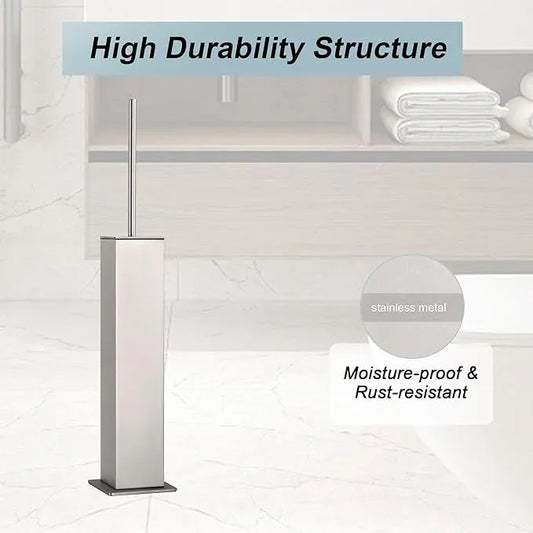 Brushed Nickel Toilet Brush and Holder,Toilet Bowl Brush with Extra Long Handle - ModernBath