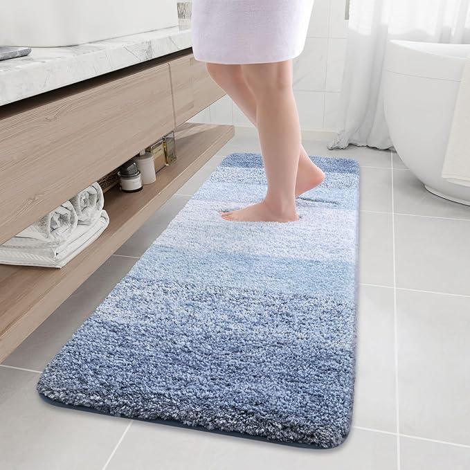 Arotive Microfiber Bathroom Rugs, Shaggy Soft and Absorbent Bath Rug, Non-Slip, Thick Plush Machine Washable Dry Bath Mats for Bathroom, Tub and Shower, 59x20, Light Blue, Rectangular - ModernBath