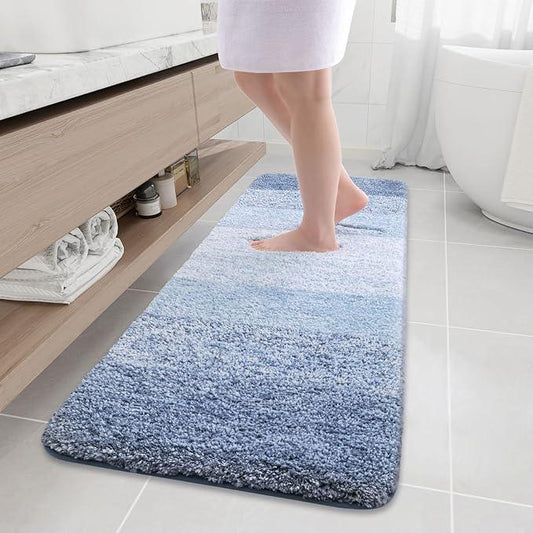 Arotive Microfiber Bathroom Rugs, Shaggy Soft and Absorbent Bath Rug, Non-Slip, Thick Plush Machine Washable Dry Bath Mats for Bathroom, Tub and Shower, 59x20, Light Blue, Rectangular - ModernBath