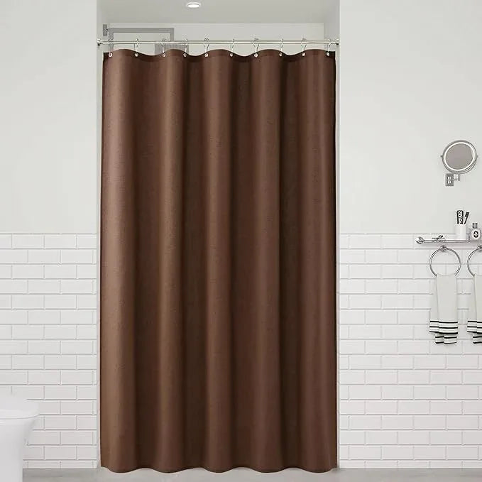 Naturoom Caramel Brown 60 Inch Shower Curtain - Stall Narrow Half Linen Ultra Thick Fabric Shower Curtain Set with Hooks, Boho Farmhouse Rustic RV Camper Bath Curtains for Bathroom, 60x72 - ModernBath