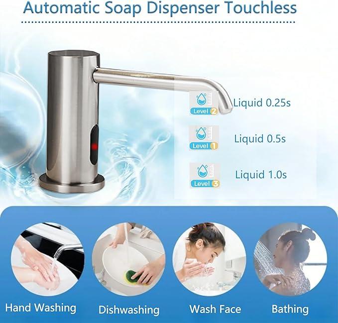 Automatic Soap Dispenser Touchless for Kitchen and Bathroom, Sink Built in Commercial Electric Soap Dispenser,Upgraded Infrared Sensors Brass Material, with Bottle and Pump 33.81oz/1000ml - ModernBath