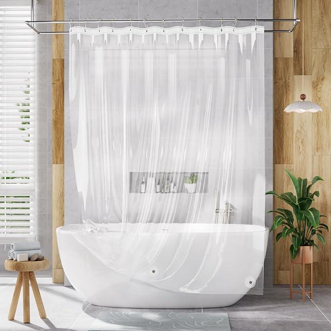 AmazerBath Camper Shower Curtain Liner, 72x65 Clear Shower Curtain Liner, Waterproof Plastic Shower Liner, Lightweight PEVA Shower Curtain for Bathroom with 3 Magnets and 12 Rustproof Metal Grommets - ModernBath