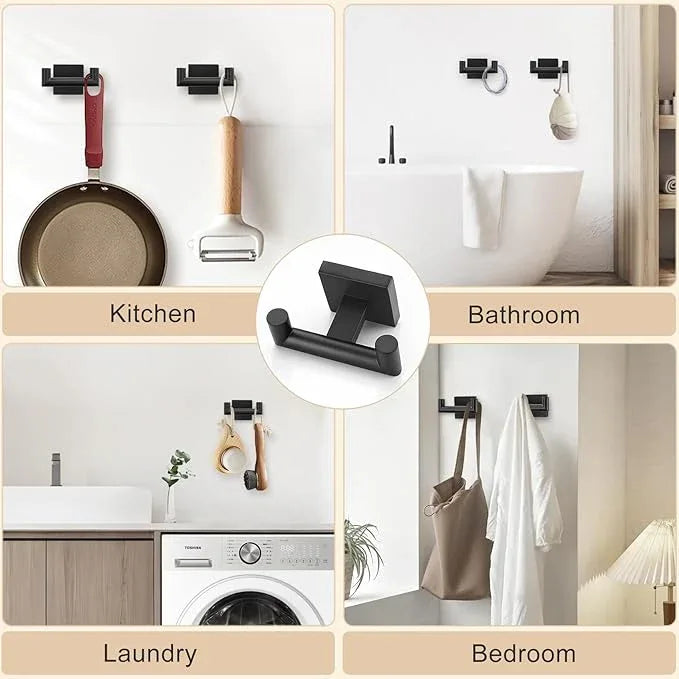 Matte Black Bathroom Hardware Set, 5-Piece Bath Towel Bar Set with 23.6” Towel Bar, Towel Ring, Toilet Paper Holder, Two Hooks, SUS304 Towel Racks for Bathroom Wall Mounted - ModernBath