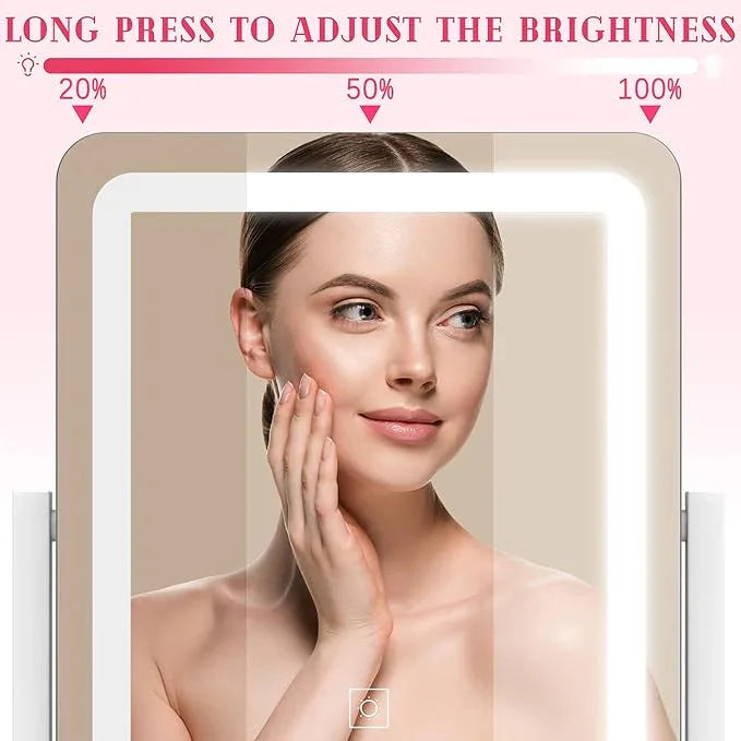 ROLOVE Vanity Mirror with Lights, 12.6"×15" LED Makeup Mirror, Lighted Makeup Mirror with Lights, Smart Touch Control Dimmable 3 Modes Light, Lighted Up Mirror for Makeup Desk, Bedroom, Dressing Room - ModernBath