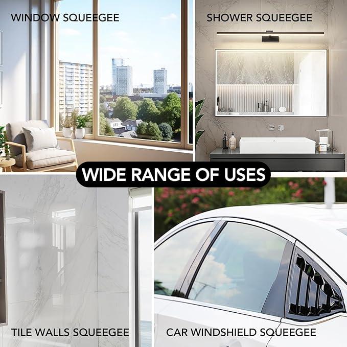 Shower Squeegee with Long Handle, 15-51" Telescopic Squeegee for Window Cleaning, Window Squeegee for Glass Doors, Extendable Window Cleaner Tool for Tile Walls, Sliding Door, Floor, Car Windshield-GD - ModernBath