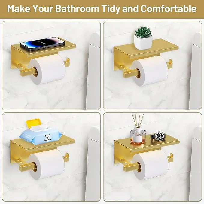 TURS Brushed Gold 5 Pieces Bathroom Hardware Set, SUS304 Stainless Steel 23.6 Inch Bath Towel Bar Set, Square Bathroom Accessories Kit Wall Mounted - ModernBath