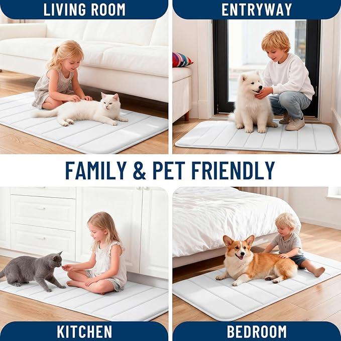 OLANLY Memory Foam Bath Mat 36x24, Super Soft Absorbent Bathroom Rugs, Quick Dry, Machine Washable Shower Floor Rugs, Bathmat Carpet, Bathroom Home Decor Accessories, White - ModernBath