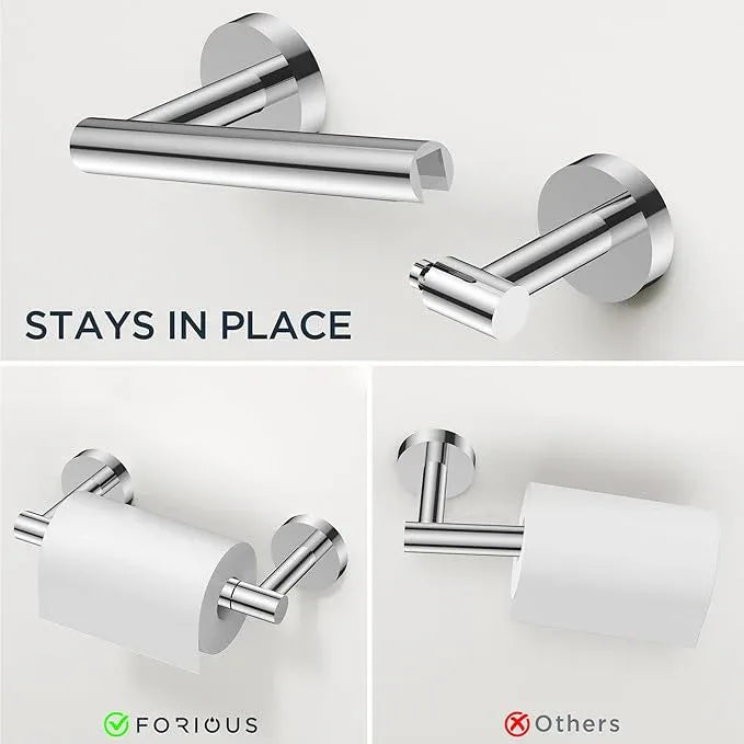 FORIOUS Bathroom Hardware Accessories Set, SUS304 Stainless Steel 24 Inch Towel Bar Set, Modern Towel Racks Holder for Bathroom Wall Mounted, 4 Pieces, Chrome - ModernBath