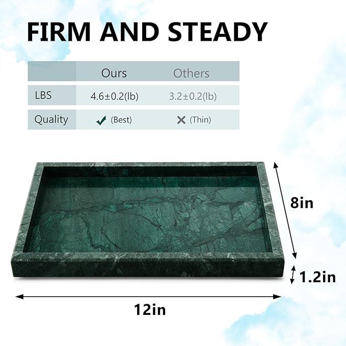 Zilukar Real Natural Marble Tray for Bathroom, Vanity, Kitchen and Desktop, Rectangle Genuine Marble Stone Tray for Jewelry, Cosmetics, Candles, Lotion, Perfume and Home Decor - ModernBath