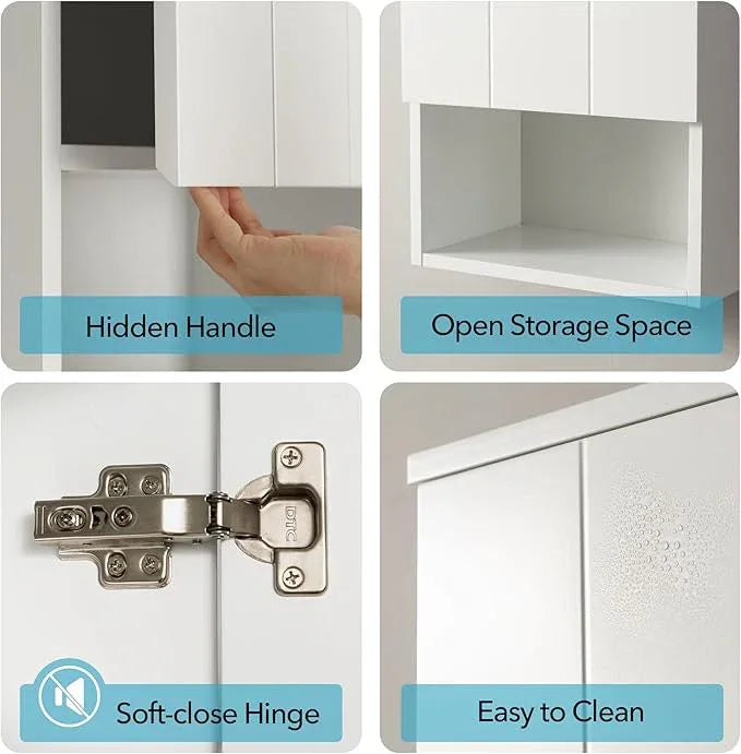 Bathroom Wall Cabinet with Single Door, Soft-Close Hinges, 15x27 inch Wooden Medicine Cabinet for Small Kitchen, Laundry, Entryway, Durable MDF Construction - ModernBath