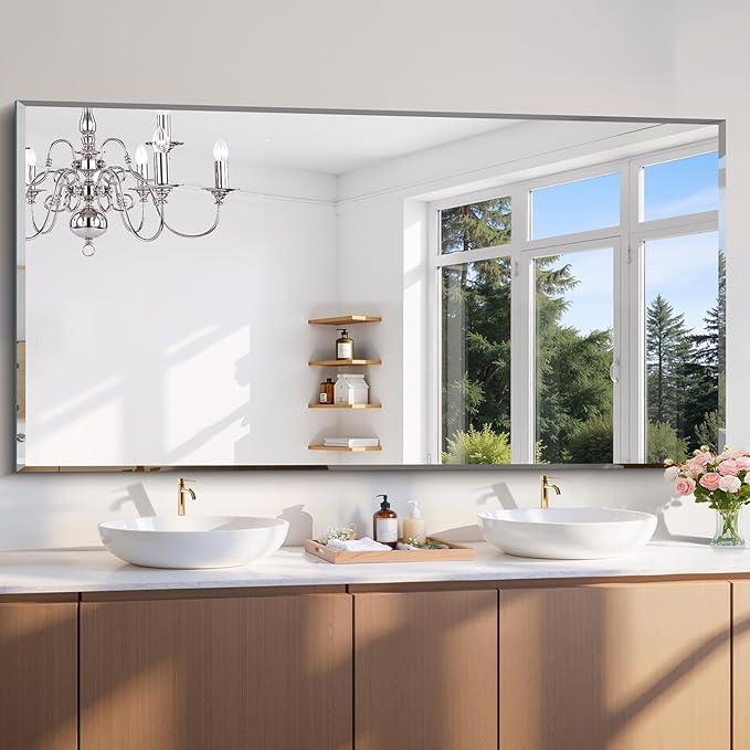 CILIBER Beveled Bathroom Mirror, 30x60 Large Frameless Mirrors for Over Sink, Upgraded Shatterproof Beveled Frameless Vanity Mirror for Bathroom,Bedroom,Living Room and Entryway - ModernBath