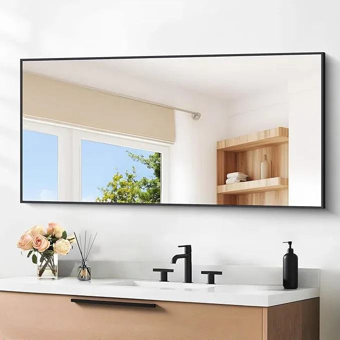 DESBING Black Bathroom Mirror for Wall, 24x48 Inch Rectangle Mirrors with Metal Frame, Modern Vanity Wall Mirror Decor for Entryway Hangs, Bathroom Living Room Horizontal or Vertical - ModernBath