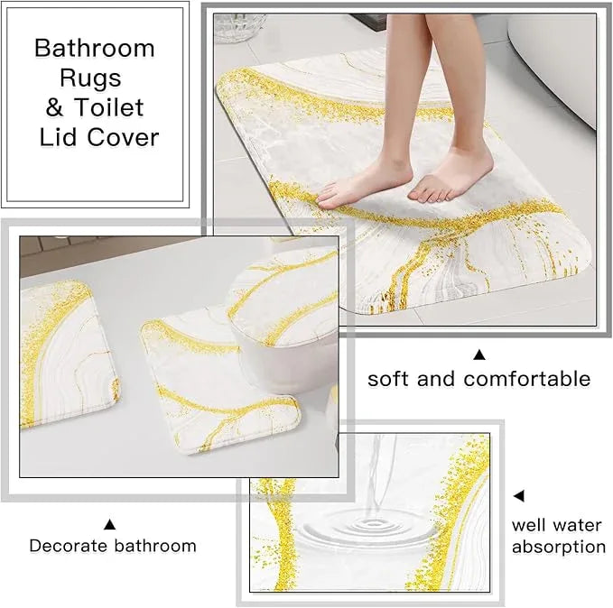 25PCS Bathroom Accessory Set, White Bathroom Set with Large-Capacity 4 Gallon Trash Can,Bathroom Rugs Set, Waterproof Shower Curtain, Toilet Brush, Toothbrush Holder & Soap Dispenser - ModernBath