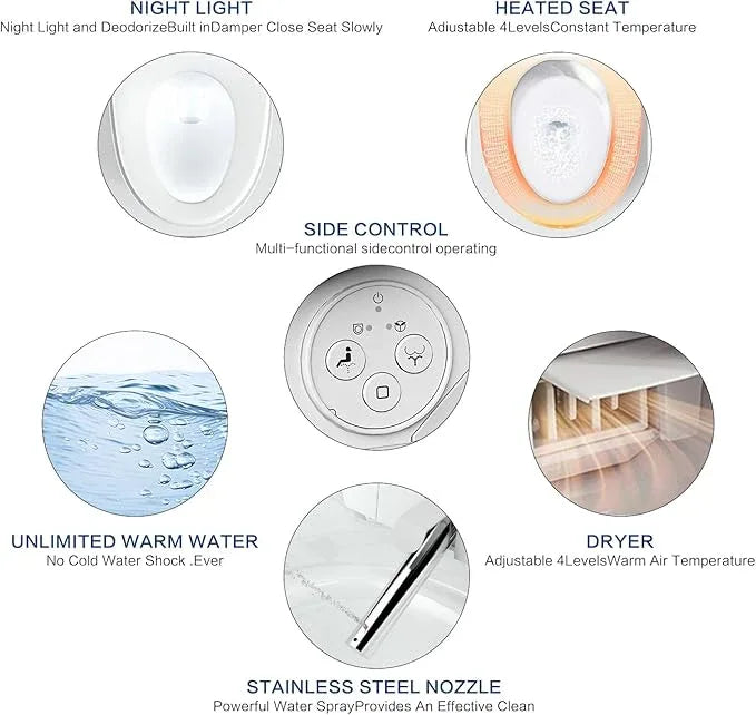 Bejoan Elongated Bidet Toilet Seat X5, Electric Heated Bidet with Soft Close, Bidet Attachment for Toilet Warm Water with Air Purification - ModernBath