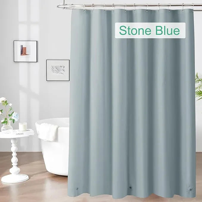 Mrs Awesome Blue Shower Curtain Liner with 3 Magnets, 72x72 Premium Flexible Sturdy Plastic Shower Curtain for Bathroom Lightweight & Waterproof, Stone Blue - ModernBath