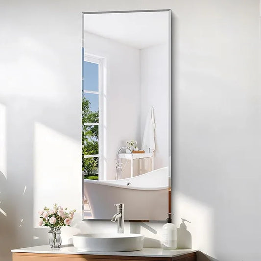 KOCUUY Beveled Mirror, 20x48 Inch Frameless Bathroom Mirror for Over Sink, Upgraded Shatterproof Beveled Unframed Design Mirror for Bathroom, Bedroom, Hang Horizontal/Vertical - ModernBath
