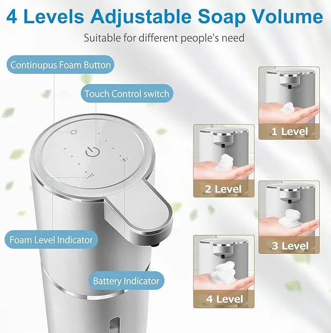 Gotofine Automatic Foaming Soap Dispenser,4-Level Adjustable Foam, Wall Mount, USB Rechargeable,12.8oz/ 380ml,Touchless Hand & Dish Soap Dispenser for Bathroom, Kitchen,Hotel, Restaurant - ModernBath