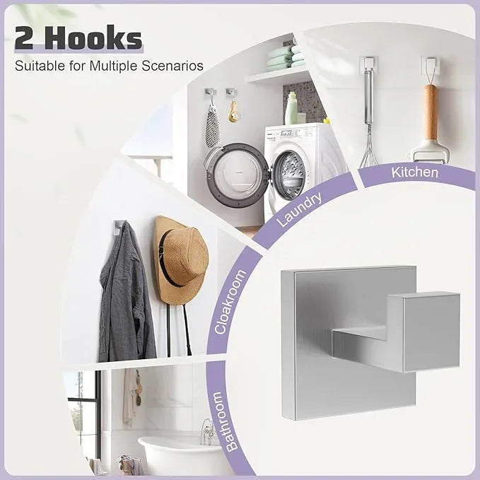 TNOMS Brushed Nickel Towel Bar Set,5-Piece Bathroom Hardware Set Includes Upgraded Double Base Paper Towel Holder Modern Square Towel Holder Set,Stainless Steel Wall Mount 23.6 Inch - ModernBath