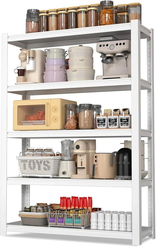 WORKPRO 3000lbs 5-Tier Shelving Unit, 72" H Adjustable Storage Shelves, Boltless Garage Shelving Unit for Garage, Kitchen, Durable Scratch-Resistant Panels, White - ModernBath