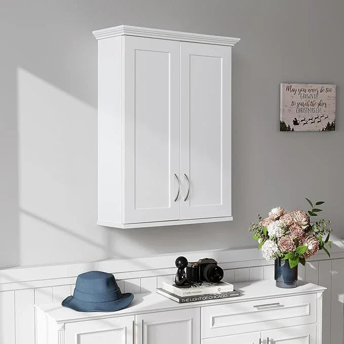 Medicine Cabinet -Bathroom Cabinet Wall Mount with DIY Lighting Unique Top and Dual-Tone Design, Over The Toilet Saver Storage Cabinets - ModernBath